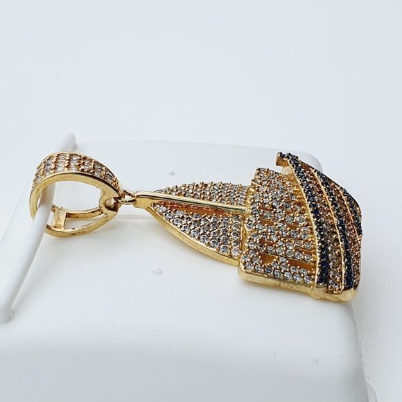 "14K Gold Plated Cubic Zircon Pendant, INUS1BR073 - Picture 7 of 11